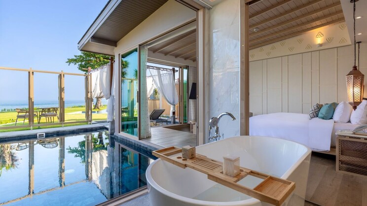 Seafront double pool villa